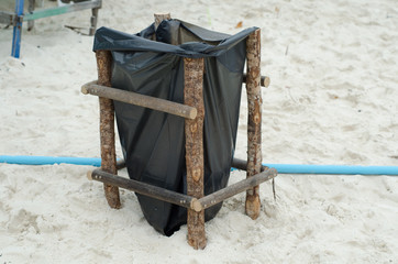 garbage bag at Khai Island, Phang Nga, Thailand
