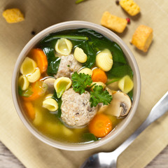 Spinach and Chicken meatball soup
