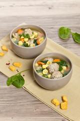 Spinach and Chicken meatball soup