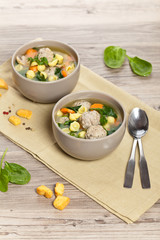 Spinach and Chicken meatball soup