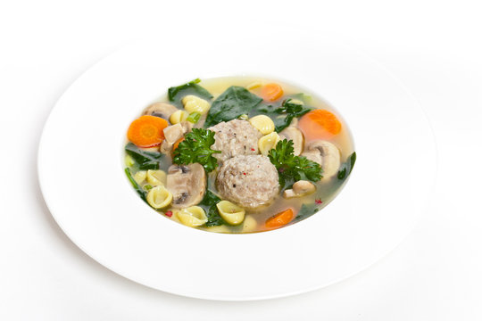 Spinach and Chicken meatball soup