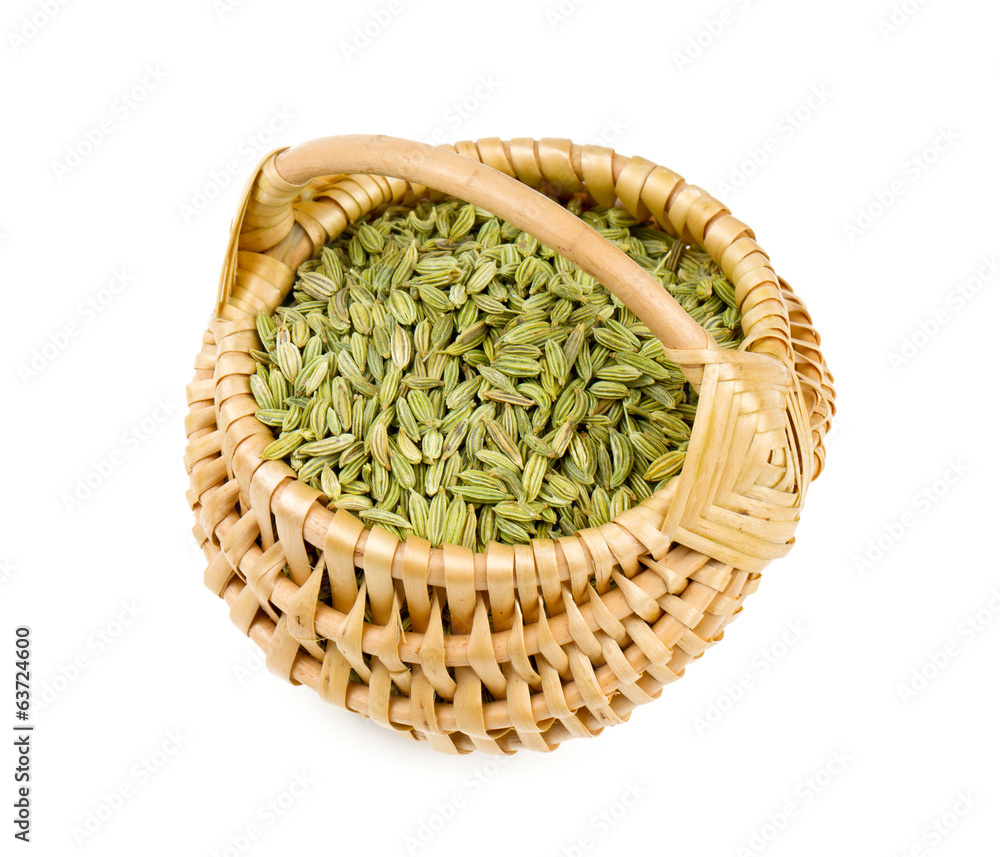 Sticker fennel seeds isolated on white background