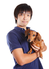 Asia man with dog