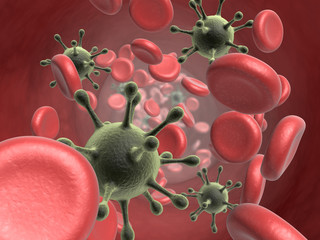 Blutzellen mit Viren