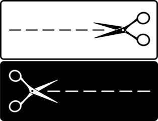 scissors silhouette with cut lines