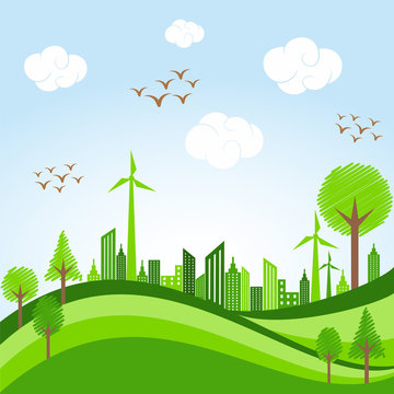 Eco cityscape -go green concept stock vector