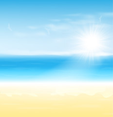 Beach and tropical sea with sun