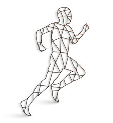 Running man with lines on a white background