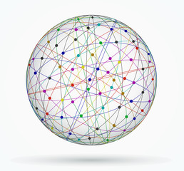 Naklejka premium Multicoloured sphere of global digital connections, network
