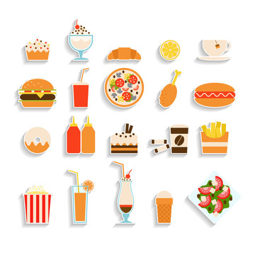 Set of fast food icons