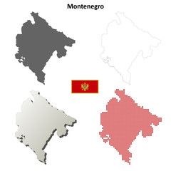 Blank detailed contour maps of Montenegro