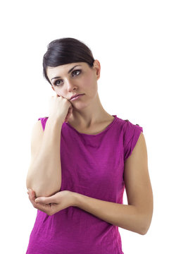 Worried brown-haired girl