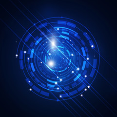 Abstract Technology Circle Blue Background