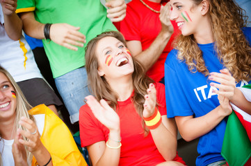 world supporter at the soccer stadium