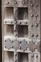 Old wooden door in the castle