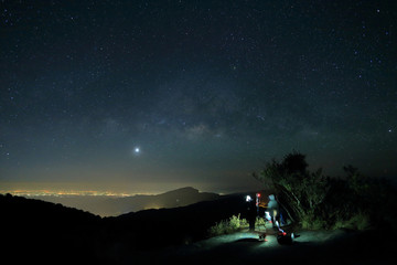 Landscape of Milky Way beautiful sky on Doi Inthanon Thailand