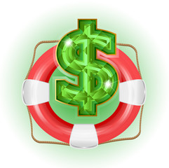 Lifesaver with dollar symbol