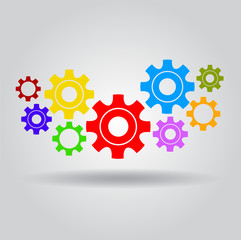 Concept with gears of teamwork, group, community. Vector illustr