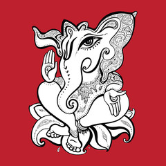 Ganesha Hand drawn illustration.
