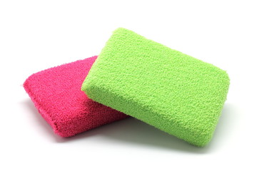 Bath sponges isolated on white background