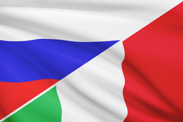 Obraz premium Series of ruffled flags. Russia and Italy.