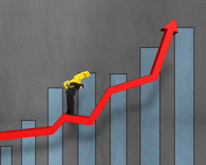 Carrying money symbol on red arrow