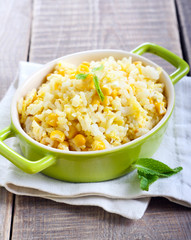 Egg rice with corn