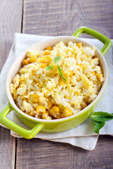Egg rice with corn