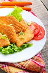 Fried salmon pieces