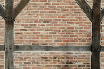 Brick wall of the half timbered house  background