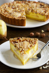 Pear pie with nuts and mascarpone.