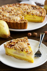 Pear pie with nuts and mascarpone.