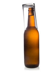 Glass beer bottles isolated on white background.