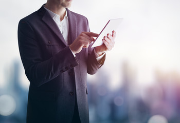 Businessman with tablet computer