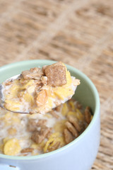 Crunchy breakfast cereals.