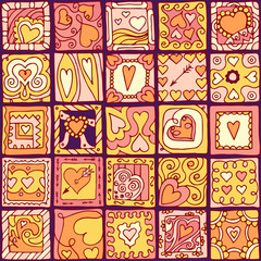Seamless pattern of doodle hearts.