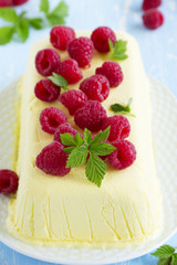 Lemon Semifreddo with raspberry.