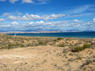 Alicante bay beach and mountains