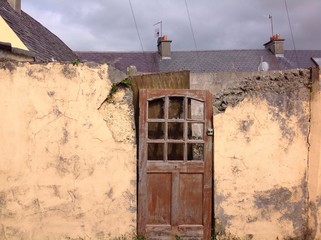destroyed and abandoned house front