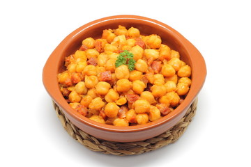 Chickpea stew isolated on white background