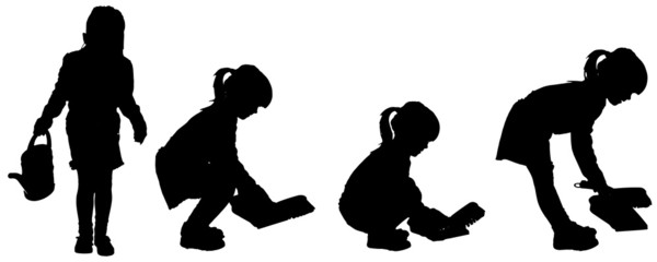 Vector silhouette of girl.