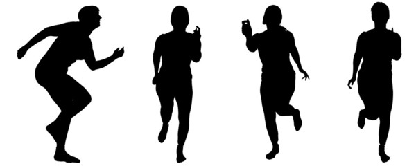 Vector silhouette of a woman who runs.