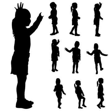 Vector silhouette of a little girl.