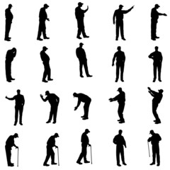 Vector silhouette of old people.