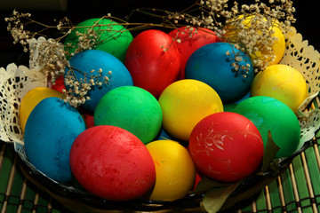 Easter eggs in a basket