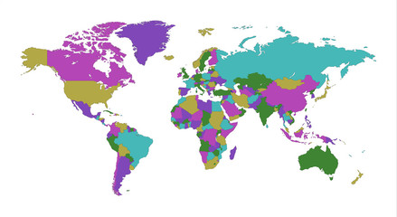World Map color funky white