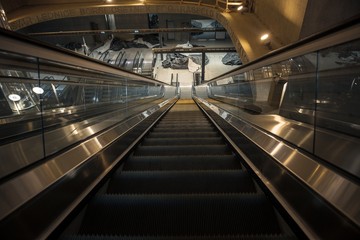 Moving escalator in the business center