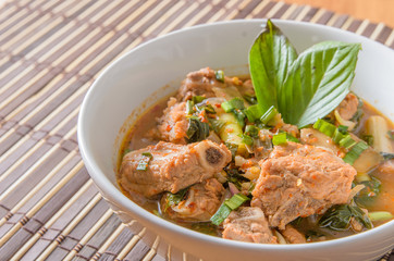 Spicy and Sour pork spare rib soup in thai style - thai food