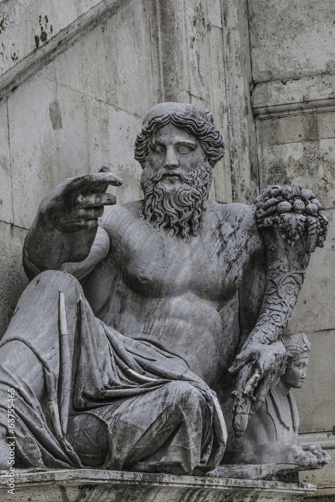 Wall mural statue of neptune at piazza del campidoglio, rome, italy