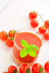 Healthy food juice red cherry tomatoes